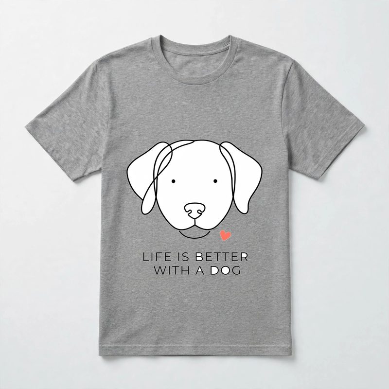 Life Is Better With a Dog tee — minimalist line art