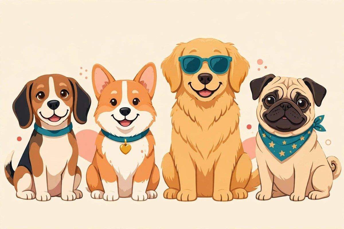 The Daily Stitch pack — beagle, corgi, golden retriever and pug